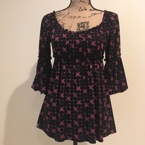 Plum & Black Dotted Print Top Max Studio